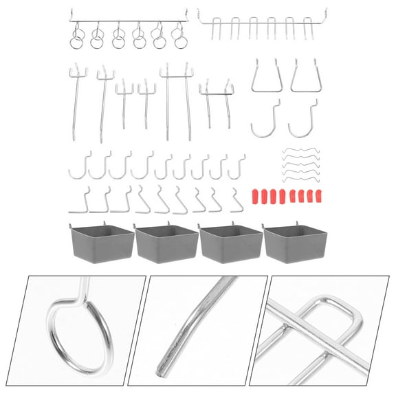 WHAMVOX 114pcs Pegboard Accessories Assortment Pegboard Hooks Pegboard Organizer Bins Set