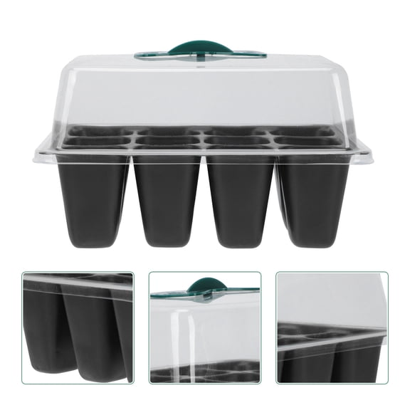 WHAMVOX 12 Cell Plastic Germination Box for Home Use Black Garden Tool Convenient Seedling Nursery Pot