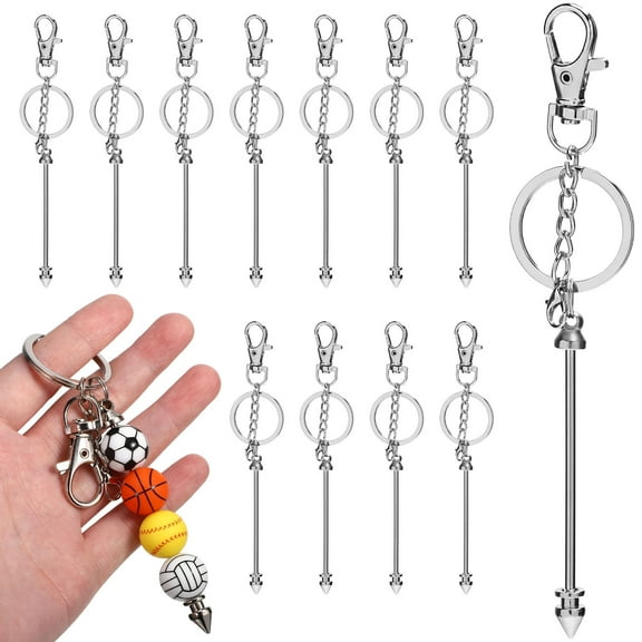 WHAMVOX 12 Pcs Beadable Keychains Bead Keychains Beadable Keychain Bars Diy Blank Keychain Diy Pendant Crafts