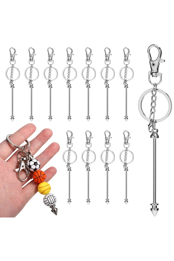 12 Pcs Beadable Keychains Bead Keychains Beadable Keychain Bars Diy Blank Keychain Diy Pendant Crafts