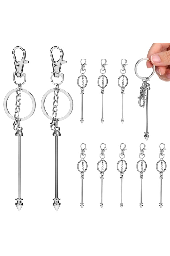 12 Pcs Beadable Keychains Bead Keychains Beadable Keychain Bars Diy Blank Keychain Diy Pendant Crafts