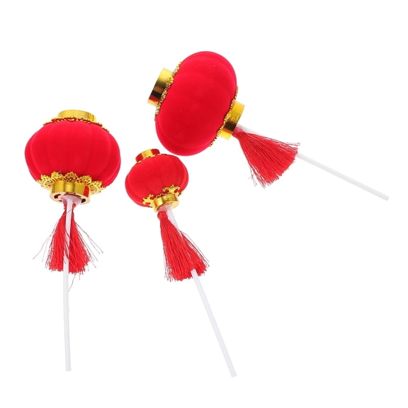 WHAMVOX 12-Piece Red Lantern Cake Picks Party Decorations Supplies for Birthday and Celebration