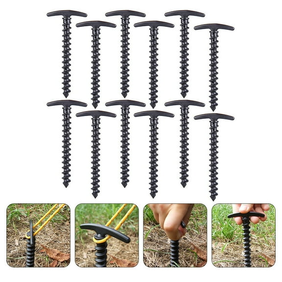 WHAMVOX 12 Pcs Lightweight Steel Tent Pegs Camping Gear Hardware for Travel Outdoor Hiking