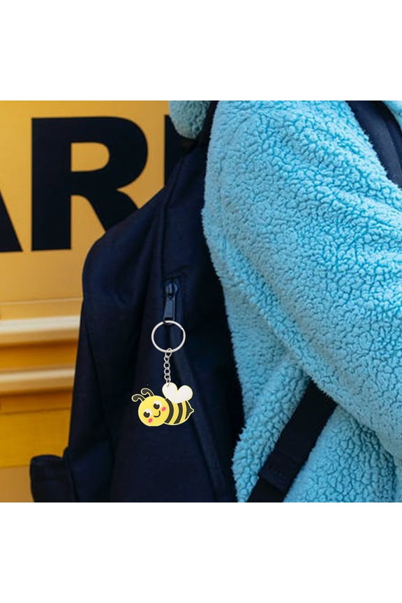 12 Pcs Cartoon Bee Keyrings Novelty Keychain Cute Birthday Keychains