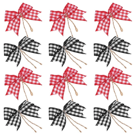 WHAMVOX  12 Pcs Christmas Accessories Festive Xmas Tree Bow Bride Red