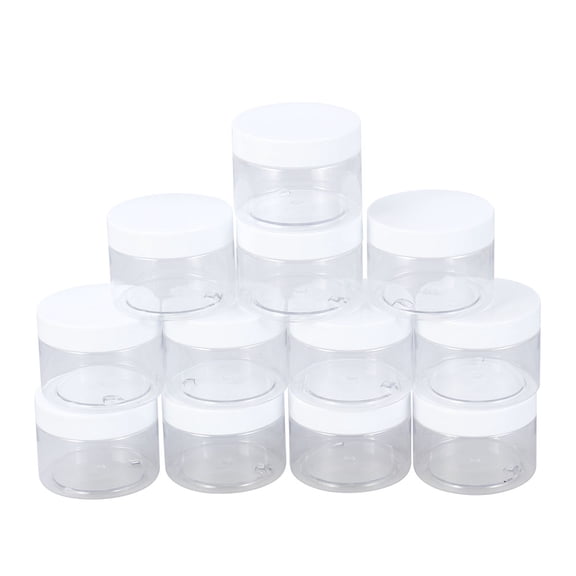 ROMANSENTIAL Clear Container with Lid Empty Clear Plastic Clay Storage Favor Jars Plastic 12Pcs