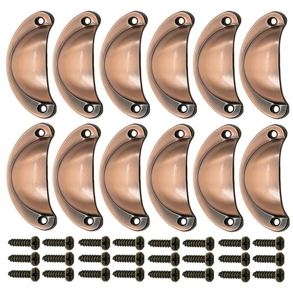 WHAMVOX 12 Pcs Dresser Handles Drawer Pulls Gold Cabinet Knobs Kitchen Cabinets Red