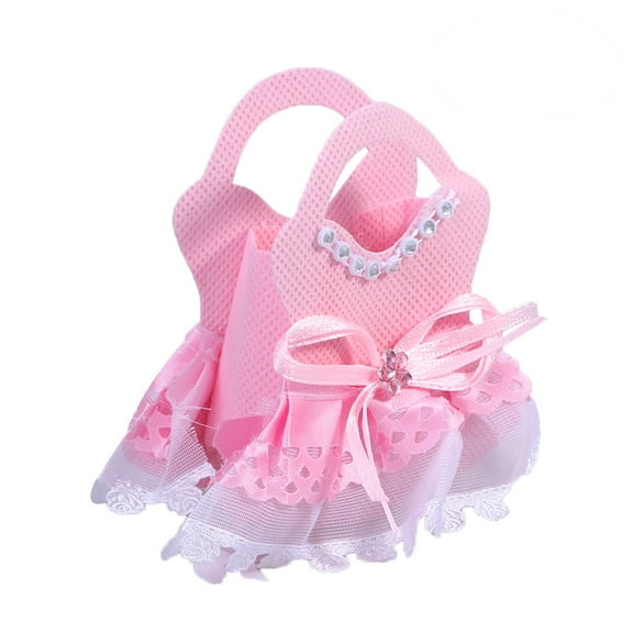 WHAMVOX 12 Pcs Gift Bags Luxury Treat Candy Cookie Party Favor Bags Package Bags Holders (Pink)