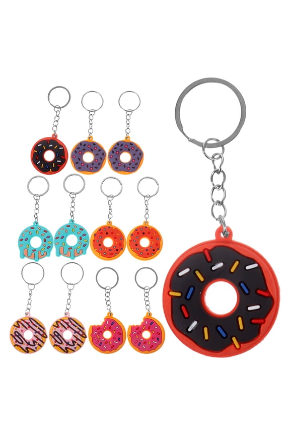 12 Pcs Jewelry Charm Donut Keychain for Bags Colorful Shape