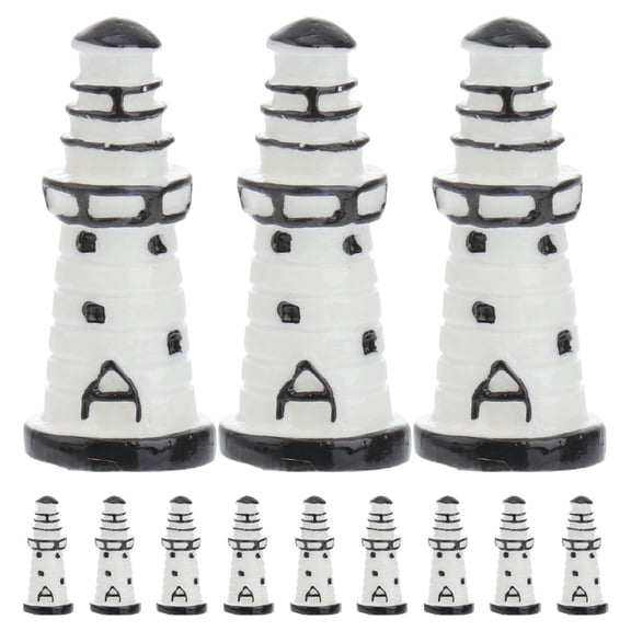 WHAMVOX  12 Pcs Mini House Ornament Miniature Lighthouse Figurines White