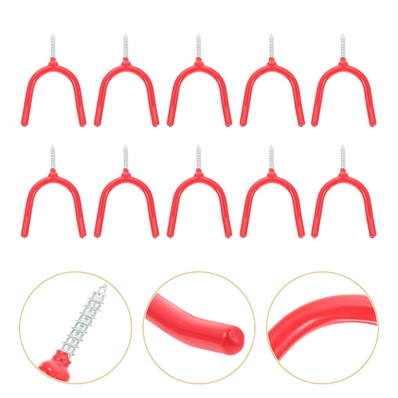 WHAMVOX  12 Pcs Multi-purpose Hook Hangers J Hooks Garage Storage Red