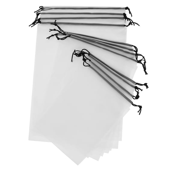 WHAMVOX White Waterproof Pe Drawstring Bags for Travel and Gym Use 12Pcs