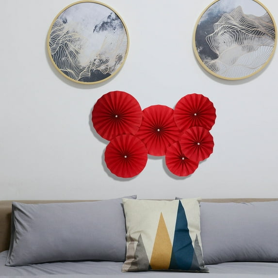 WHAMVOX 12 Pcs Party Decorative Props Wedding Decoration Fans Paper Baby Office