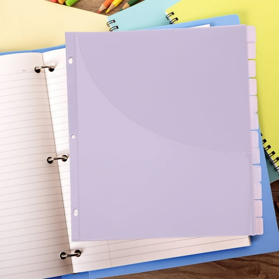 WHAMVOX 12 Pcs Receipt Binder Subject Dividers with Pockets Separator Baby Purple