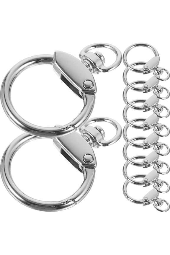 12 Pcs Round Key Hook Spring Buckle Office 4.40X3.00X0.60CM Silver