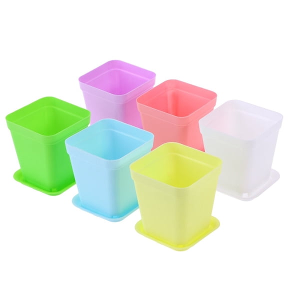 YSNOOWE 12Pcs Small Plastic Flower Pots with Pallets Assorted Colors Durable and Breathable