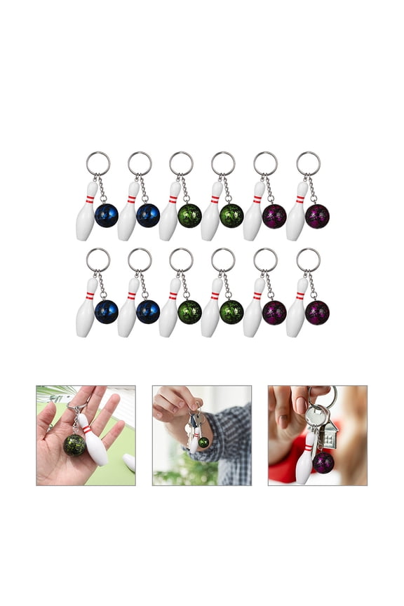 WHAMVOX  12 Pcs Sports Match Souvenirs Key Rings Decors Bowling Cute