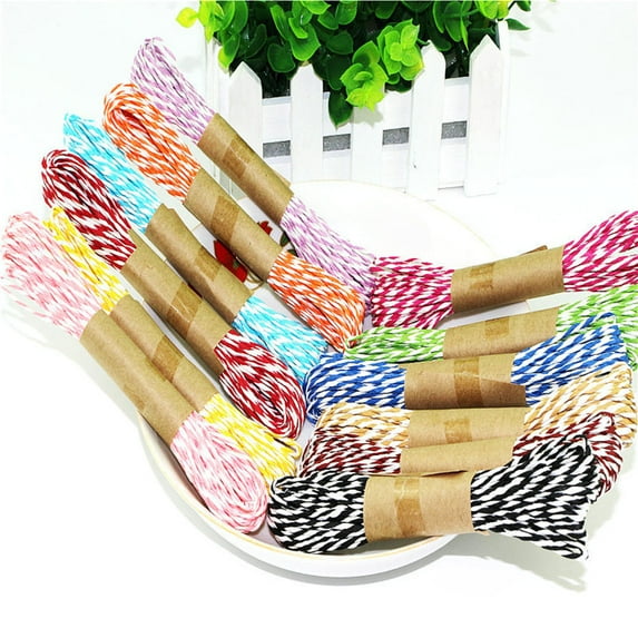 ROMANSENTIAL 12Pcs Assorted Color Paper Twine for DIY Handicraft Decorating and Wrapping