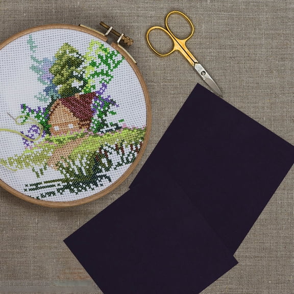 SKISUNO Embroidery Cloth Fabric Cotton Dark Blue Embroidery Supplies Craft Work 12Set 30x12in