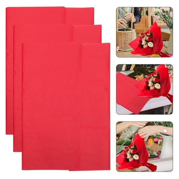 SEWCHICS Red Floral Wrapping Paper for and Bouquet Wrapping, Decorative Craft Material