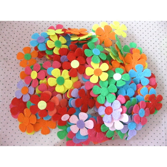 WHAMVOX 120Pcs Assorted Felt Craft Flowers for DIY Projects Durable Fabric and Adults