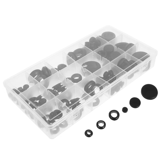 WHAMVOX 125pcs Black Rubber Grommet Kit For Wiring Single-Sided Cable Grommets Rubber Hole Plug For Wire Electrical Plumbing