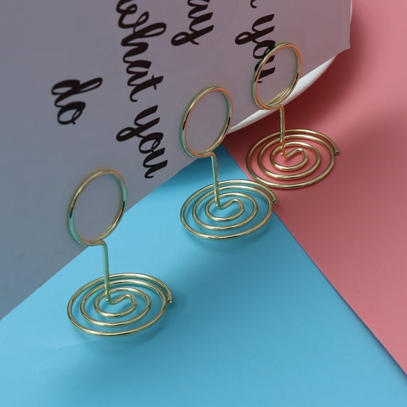 WHAMVOX 12PCS 50cm Circle Shaped Memo Photo Stand Holder Metal Paper Note Clips for Wedding Party Table Decoration (Golden)