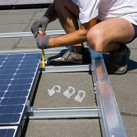 WHAMVOX 12PCS Solar Panel Clamps Easy Installation and Versatile Solar Panel Bracket Hook Aluminum Alloy Solar Panel End Clamp for Enhanced Stability for Various Solar Systems (M8x25)