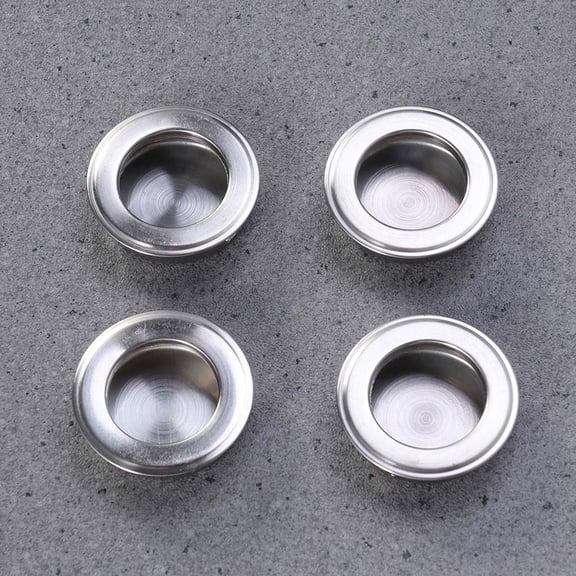 DECORNIJIA Round Door Handle Silver Stainless Steel 12Pcs