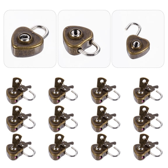 WHAMVOX 12Pcs Rustproof Lock for Luggage Suitcase and Diary in Coffee Color and Heart Shape