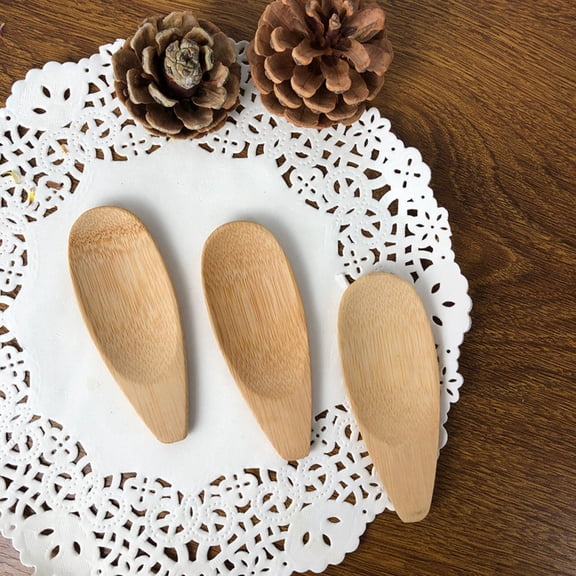 WHAMVOX 12Pcs Tiny Bamboo Spoons for Tea Time and Cooking in Light Yellow for Home Users