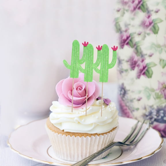 WHAMVOX 12pcs Cactus Cupcake Toppers Cake Picks Cake Decoraiton for Wedding Birthday Hawaii Luau Party