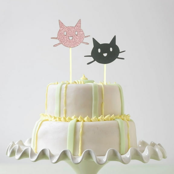 WHAMVOX 12pcs Lovely Cat Cake Toppers Cake Picks Cupcake Decor Party Supplies for Wedding Birthday Festival (Random Color)