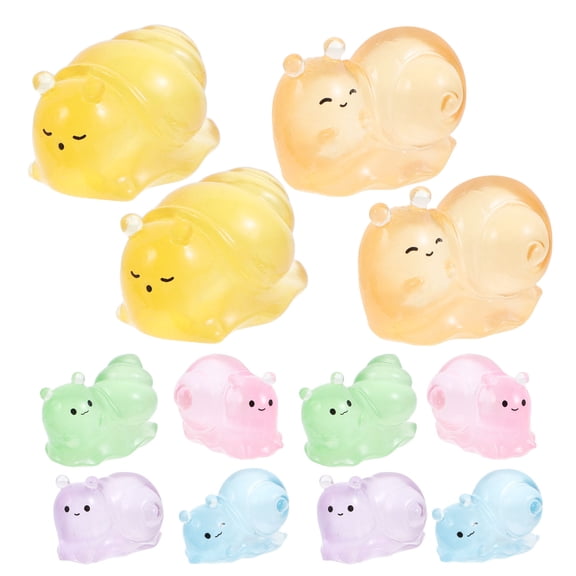 WHAMVOX 12pcs Mini Resin Snail Ornaments Glowing Animal Garden Decor Cute Snail Figurines for Outdoor Micro Landscape and Terrarium Accessories