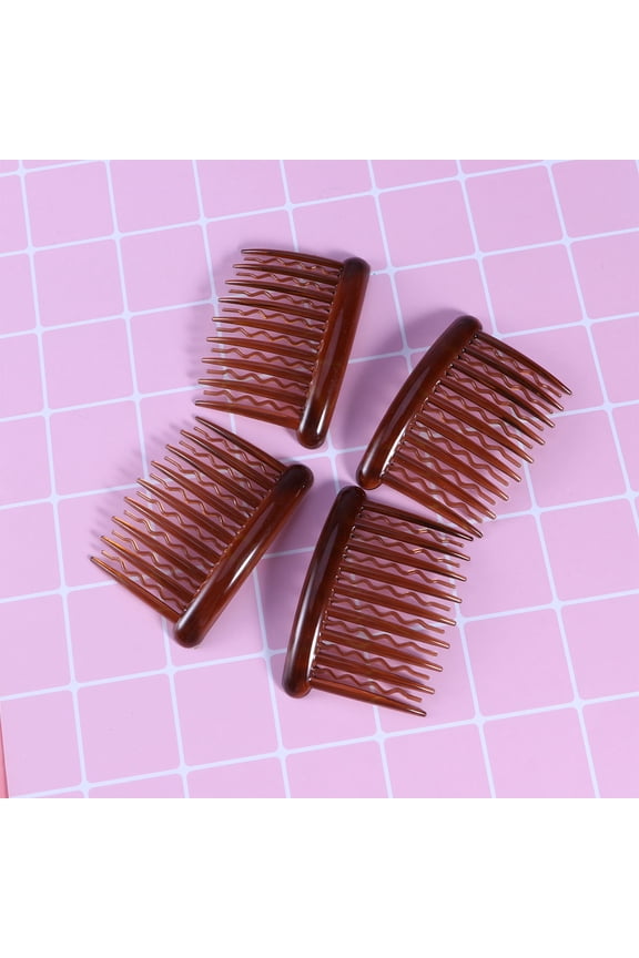 12pcs Vintage Plastic Hair Clips 17 Teeth Small Side Combs 8x5cm Dark Coffee