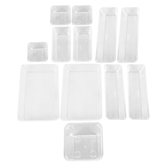 WHAMVOX 13-Piece Clear Plastic Drawer Organizer Set with Dividers and Storage Bins for Home Office Desk Organization