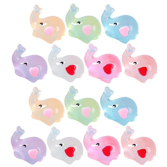 WHAMVOX 14 Pcs Mini Elephant Figurines Glow-in-the-dark Doll