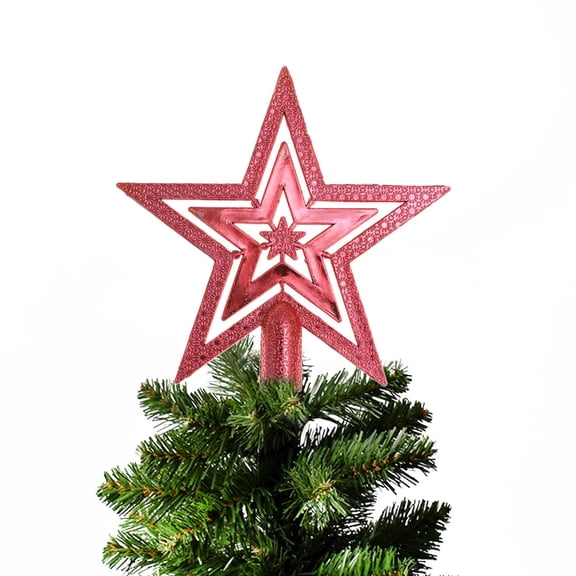 WHAMVOX  15 Cm Christmas Star Top Decoration Tree Ornament Red Toppers