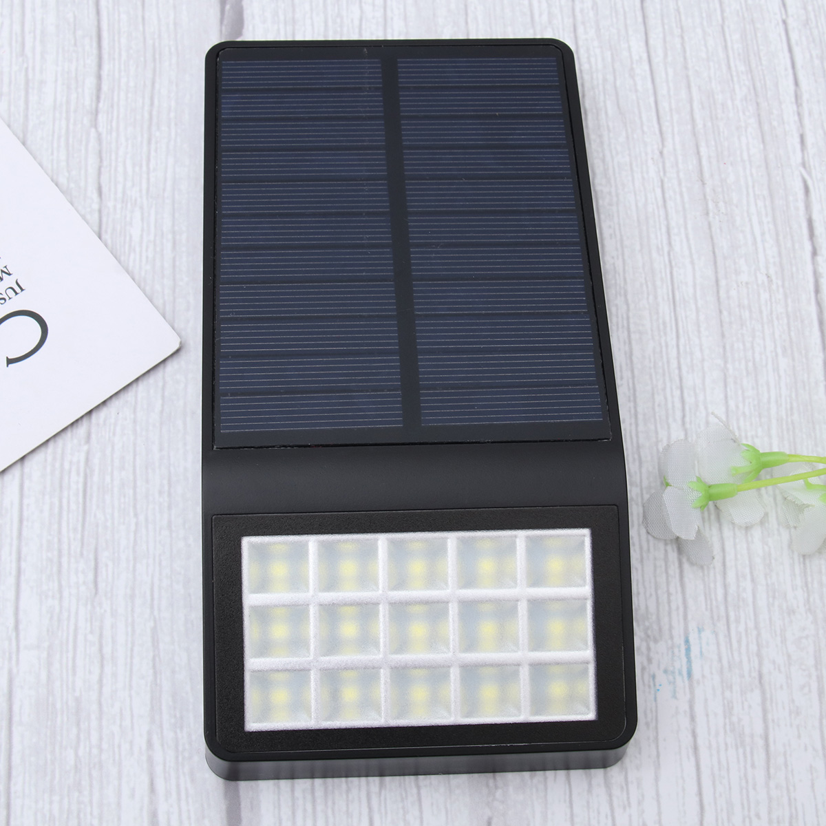 WHAMVOX 15 LED Solar Wall Light Light-operated Garden Solar Garden Light LED Solar Wall Light Fence Light for Indoor Outdoor Bathroom Office Kitchen Hallway Corridor Garden Garage (Black Shell)