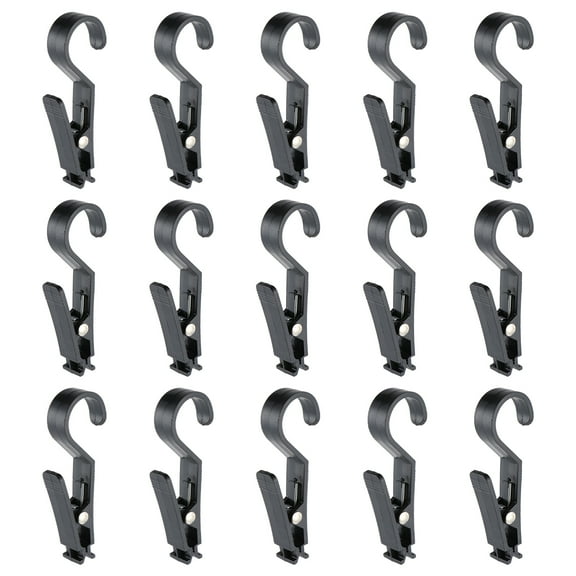 WHAMVOX 15 Pcs Fastening Clamp Hooks Silver Drying Clip for Towels Black