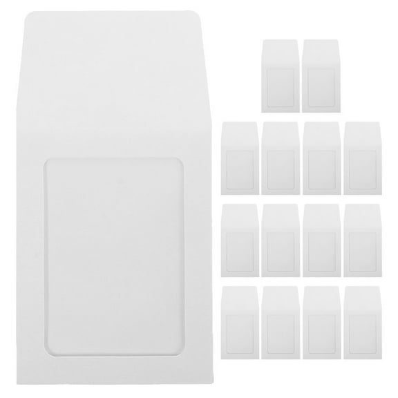 SEWCHICS 15Pcs Portable White Card Envelopes with Clear Window for Safe Storage and Display