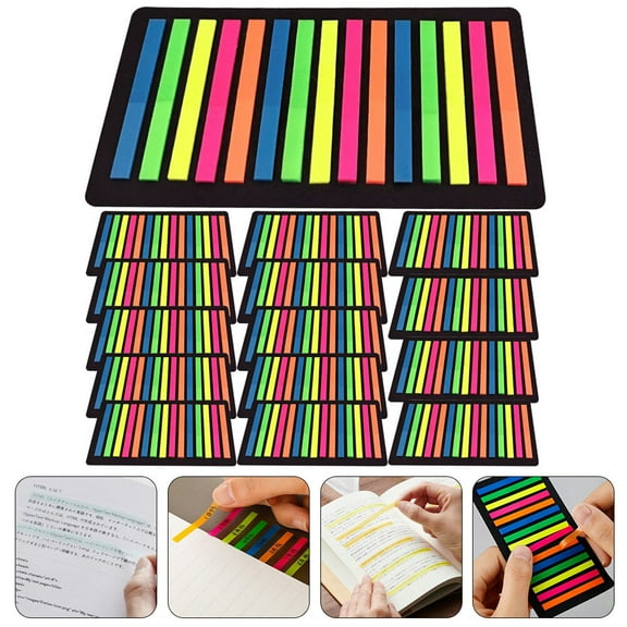 WHAMVOX 15 Sheets Transparent Index Eye-catching Highlight Strips 4.4x0.4cm