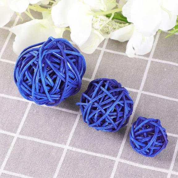 WHAMVOX 15pcs Wicker Rattan Ball Wedding Christmas Party Hanging Decoration ry Mobiles 3cm 4cm 5cm (Dark Blue)