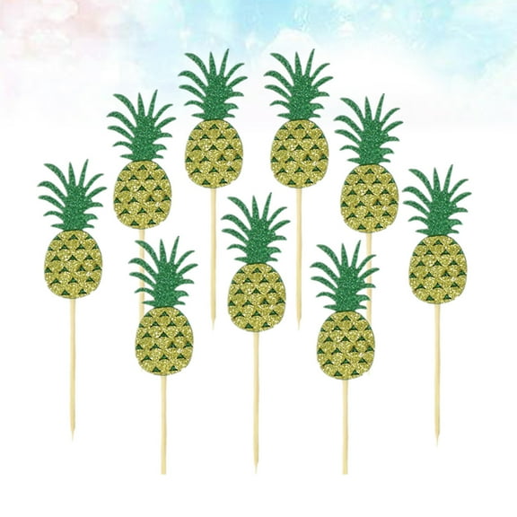WHAMVOX  16 PCS Cupcake Topper Hawaiian Pineapple Picks Fruit Banquet