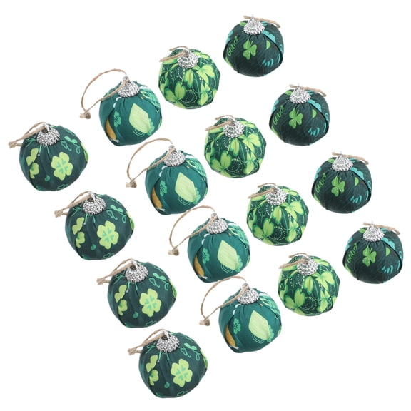 ROMANSENTIAL Hanging Clover Ball Ornament Green Foams 16PCS Festive Display Decorative Item