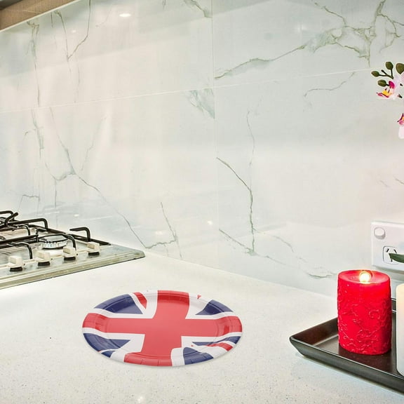 WHAMVOX 16 Pcs British Flag Dinner Plate Child 22.50X22.50X1.50CM