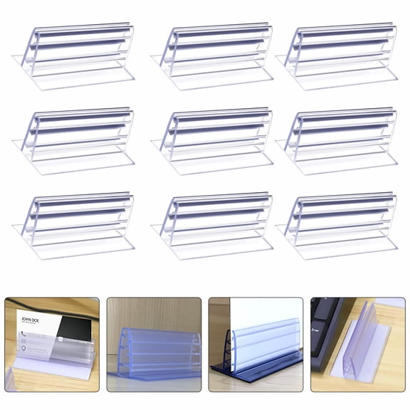 ROMANSENTIAL 16Pcs Transparent Sneeze Guard Holders with Adhesive for Supermarket Sign Display