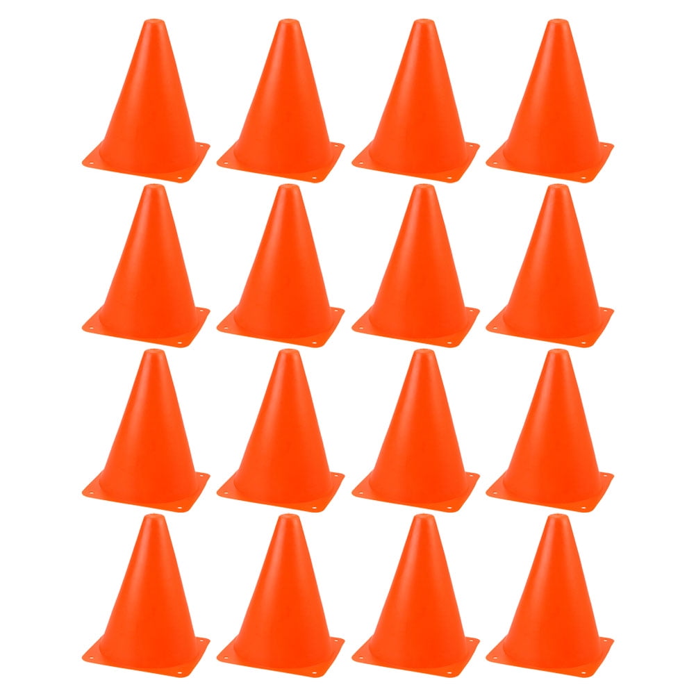 ETHZZLE 16Pcs Plastic Agility Cones Orange for Outdoor Sports Practice and Games