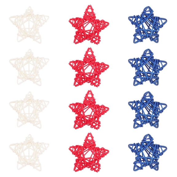 WHAMVOX 18 Pcs Rattan Woven Five-pointed Star DIY Scene Layout Decor