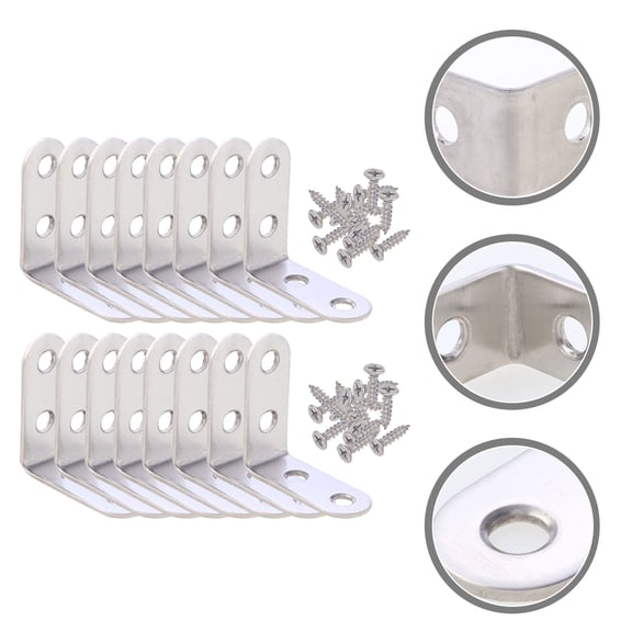 WHAMVOX 18 Sets L-shaped Corner Code Angle Brackets Heavy Duty Shelving Shelf Wall Mounted Silver